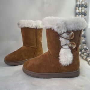 Jumping Bean Winter boots girl size 8 M NoraaChestnut White Lined Faux Fur
